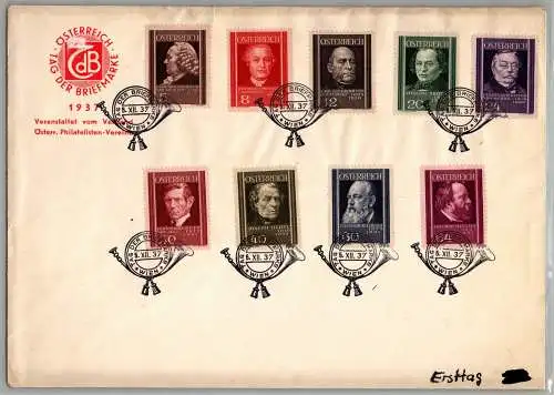 Österreich 649-657 als Ersttagsbrief Tag der Briefmarke #OO689