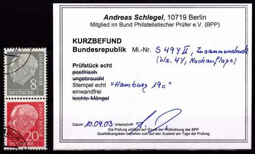 BRD Bund S 49 Y II gestempelt Kurzbefund Schlegel BPP #OO659