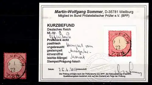 Deutsches Reich 9 gestempelt Ausgabemonat, Befund Sommer #OO777