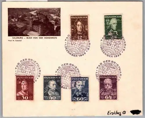 Österreich 617-622 als Ersttagsbrief Tag der Briefmarke #OO688