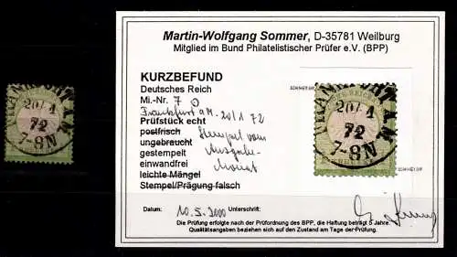 Deutsches Reich 9 gestempelt Ausgabemonat, Befund Sommer #OO786