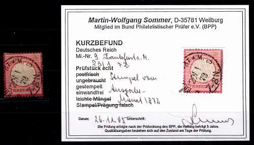 Deutsches Reich 9 gestempelt Ausgabemonat, Befund Sommer #OO782