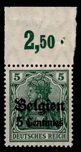 Deutsche Besetzung 1. WK Belgien 3 P OR postfrisch #OO951