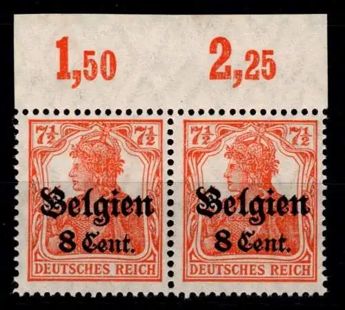 Deutsche Besetzung 1. WK Belgien 13 b I P OR postfrisch als Paar #OO967