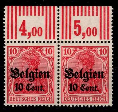 Deutsche Besetzung 1. WK Belgien 14 c II W OR postfrisch als Paar, 3`7`3 #OO969