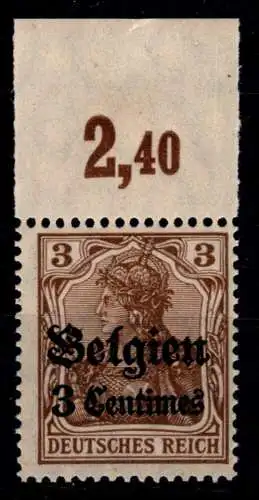Deutsche Besetzung 1. WK Belgien 1 P OR postfrisch #OO949