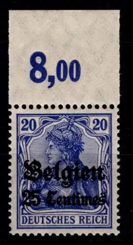 Deutsche Besetzung 1. WK Belgien 4 I P OR postfrisch #OO952