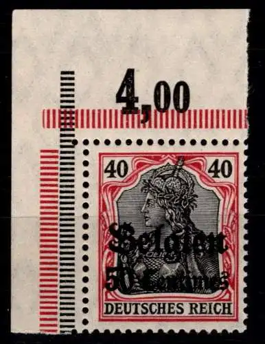 Deutsche Besetzung 1. WK Belgien 5 I P OR postfrisch geprüft Hey BPP #OO954