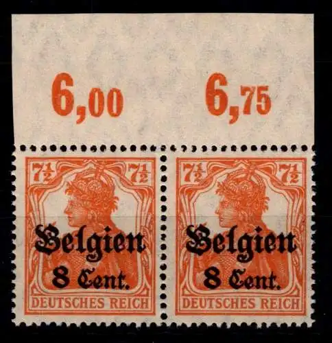 Deutsche Besetzung 1. WK Belgien 13 b II P OR postfrisch als Paar #OO968