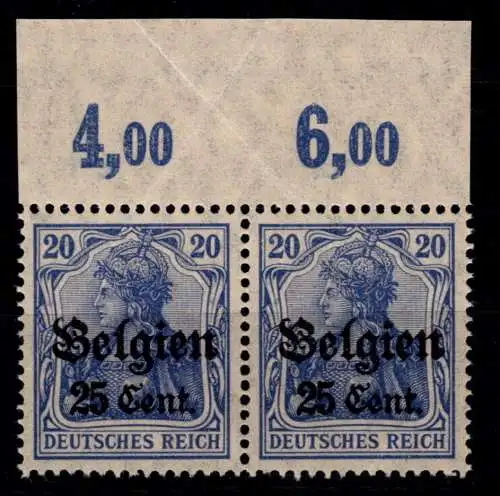 Deutsche Besetzung 1. WK Belgien 18 b P OR postfrisch als Paar #OO974