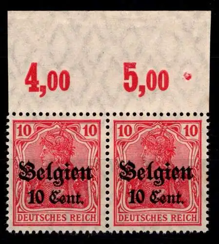 Deutsche Besetzung 1. WK Belgien 14 c II P OR postfrisch als Paar #OO970
