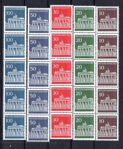 BRD Bund 506-510 Rollenmarken postfrisch 5er Streifen #OO370