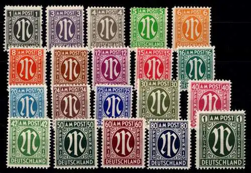 Alliierte Besetzung Bizone 16-35 postfrisch Freimarken "M" #OO369