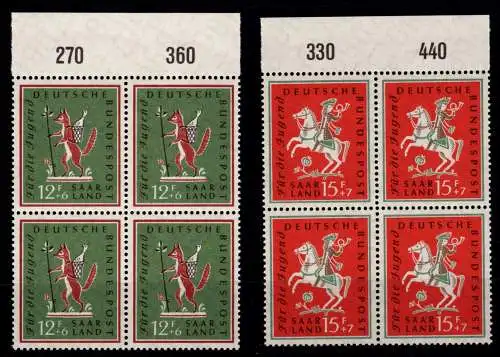 Saarland 433-434 Viererblock postfrisch vom Oberrand #OP013