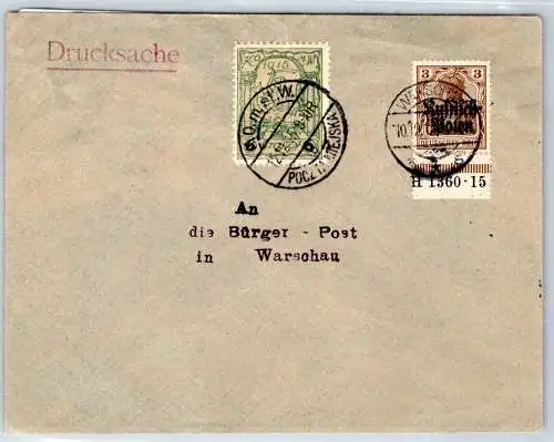 Besetzung Deutsche Post Polen 1 HAN A, Stadtpost 8 auf Brief #OP052