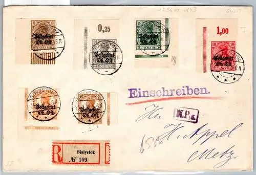 Postgebiet Ob. Ost 1-6 auf Brief Eckrandstücke #OP058