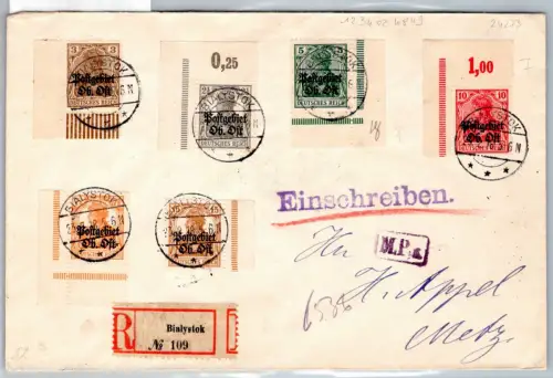 Postgebiet Ob. Ost 1-6 auf Brief Eckrandstücke #OP058