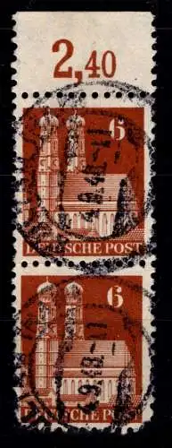 All. Besetzung Bizone 76 Oberrand X B Br gestempelt Bauten #OO376