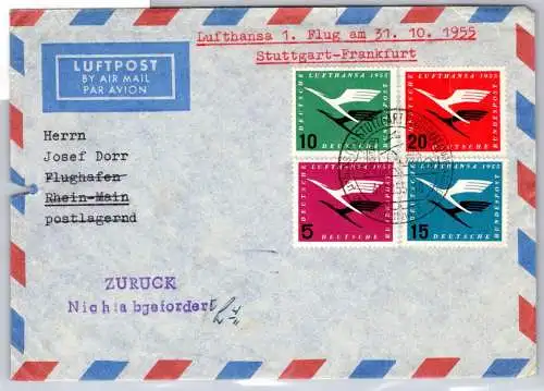 BRD Bund 205-208 auf Brief Lufthansa Erstflug #OP111