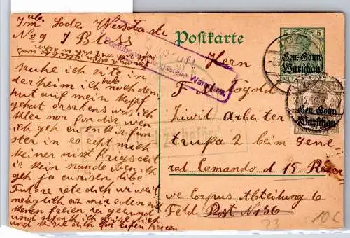 Besetzung Deutsche Post Polen P 3, 6 als Ganzsache mit Zensurstempel #OP065