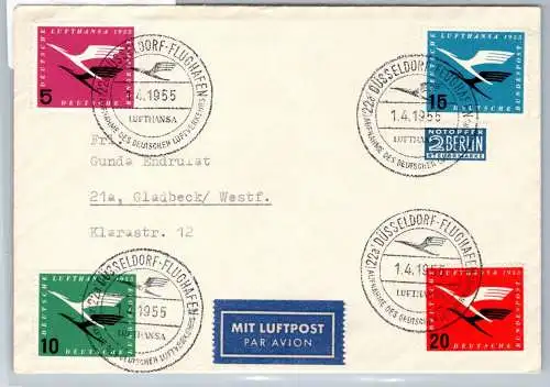 BRD Bund 205-208 auf Brief Lufthansa Erstflug #OP120