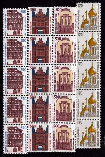 BRD Bund 1535, 1679, 1746,1938, RM postfrisch 5er Streifen #OO372