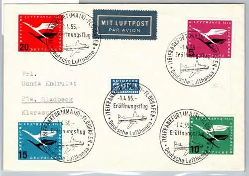 BRD Bund 205-208 auf Brief Lufthansa Erstflug #OP124