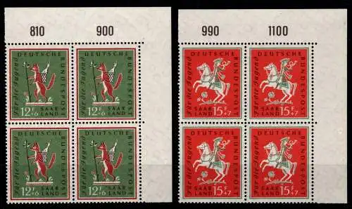 Saarland 433-434 Viererblock postfrisch Ecke 2 #OP011