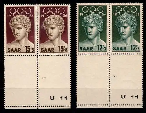 Saarland 371-372 UR Lf postfrisch Paar Maschinennr. #OP006