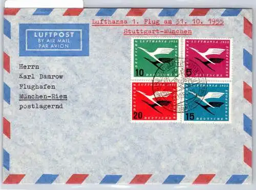 BRD Bund 205-208 auf Brief Lufthansa Erstflug #OP106