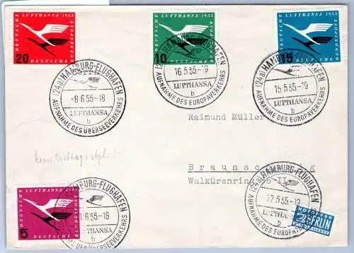 BRD Bund 205-208 auf Brief Lufthansa Erstflug #OP125