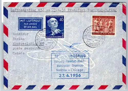 Berlin 125, 128 auf Brief Lufthansa Erstflug #OP151
