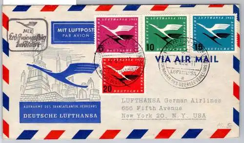 BRD Bund 205-208 auf Brief Lufthansa Erstflug #OP116