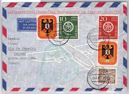 Berlin 136-137, 138-139 u.a. auf Brief Lufthansa Erstflug #OP136