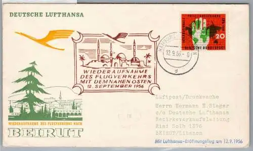 BRD Bund 240 auf Brief Lufthansa Erstflug #OP127