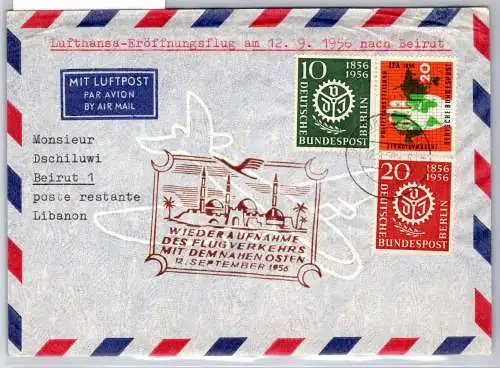 Berlin 138-139 u.a. auf Brief Lufthansa Erstflug #OP146