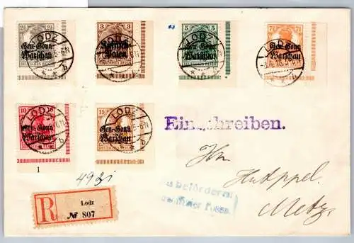 Besetzung Deutsche Post Polen 1, 6-11 Paare UR, OR auf Brief Einschreiben #OP062