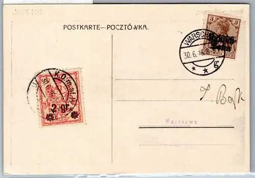 Besetzung Deutsche Post Polen 1, Stadtpost 9 Ansichtskarte Warschau #OP054