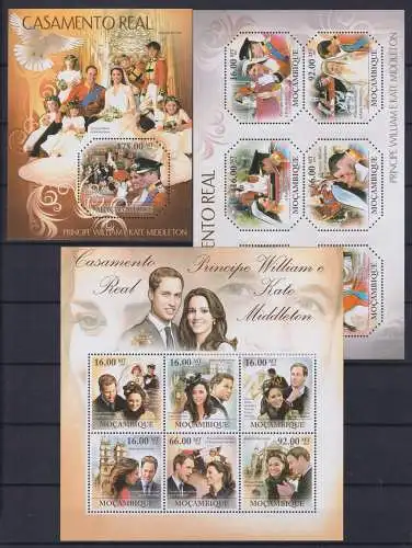 Mosambik Block 462, 490, 581 postfrisch Hochzeit William & Kate #OP103