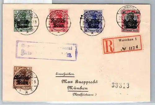 Besetzung Deutsche Post Polen 1-5 auf Brief Satzbrief Einschreiben #OP056