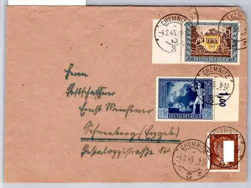 Deutsches Reich 821, 828 u.a. auf Brief als Mischfrankatur #OP624