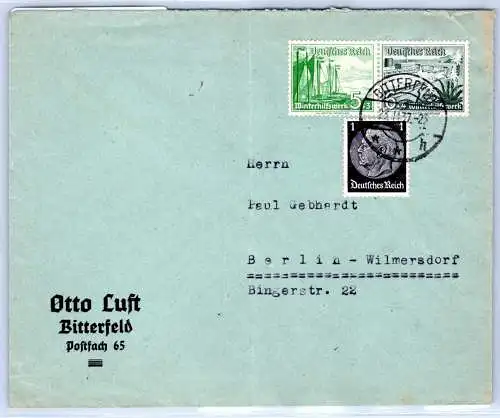Deutsches Reich W 125 u.a. auf Brief als Zusammendruck #OP629