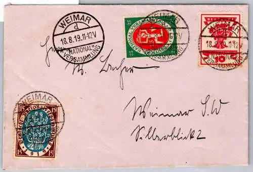 Deutsches Reich 107-109 auf Brief Sonderstempel Weimar #OP635