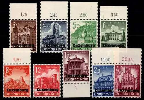 Deutsche Besetzung 2. WK Luxemburg 33-41 postfrisch meist Oberrand #OP095