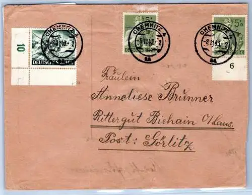 Deutsches Reich 833, 851 auf Brief als Mischfrankatur #OP625