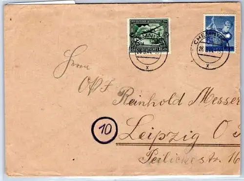 Deutsches Reich 852, 866 auf Brief als Mischfrankatur #OP627