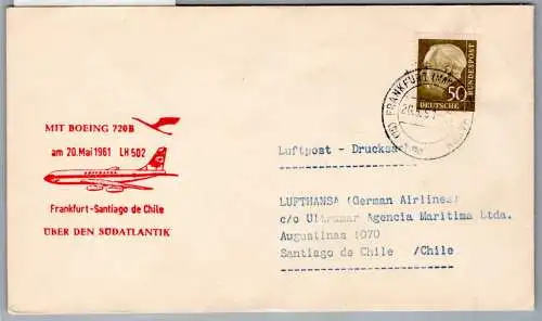 BRD Bund 261 auf Brief Erstflug Südatlantik #OP126