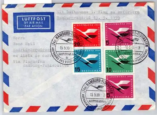 BRD Bund 205-208 auf Brief Lufthansa Erstflug #OP112