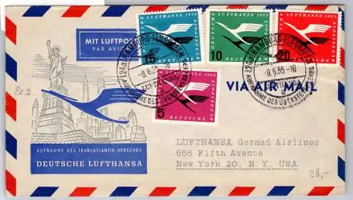 BRD Bund 205-208 auf Brief Lufthansa Erstflug #OP117