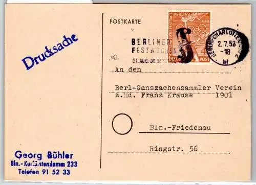 Berlin 88 auf Postkarte Drucksache #OP609